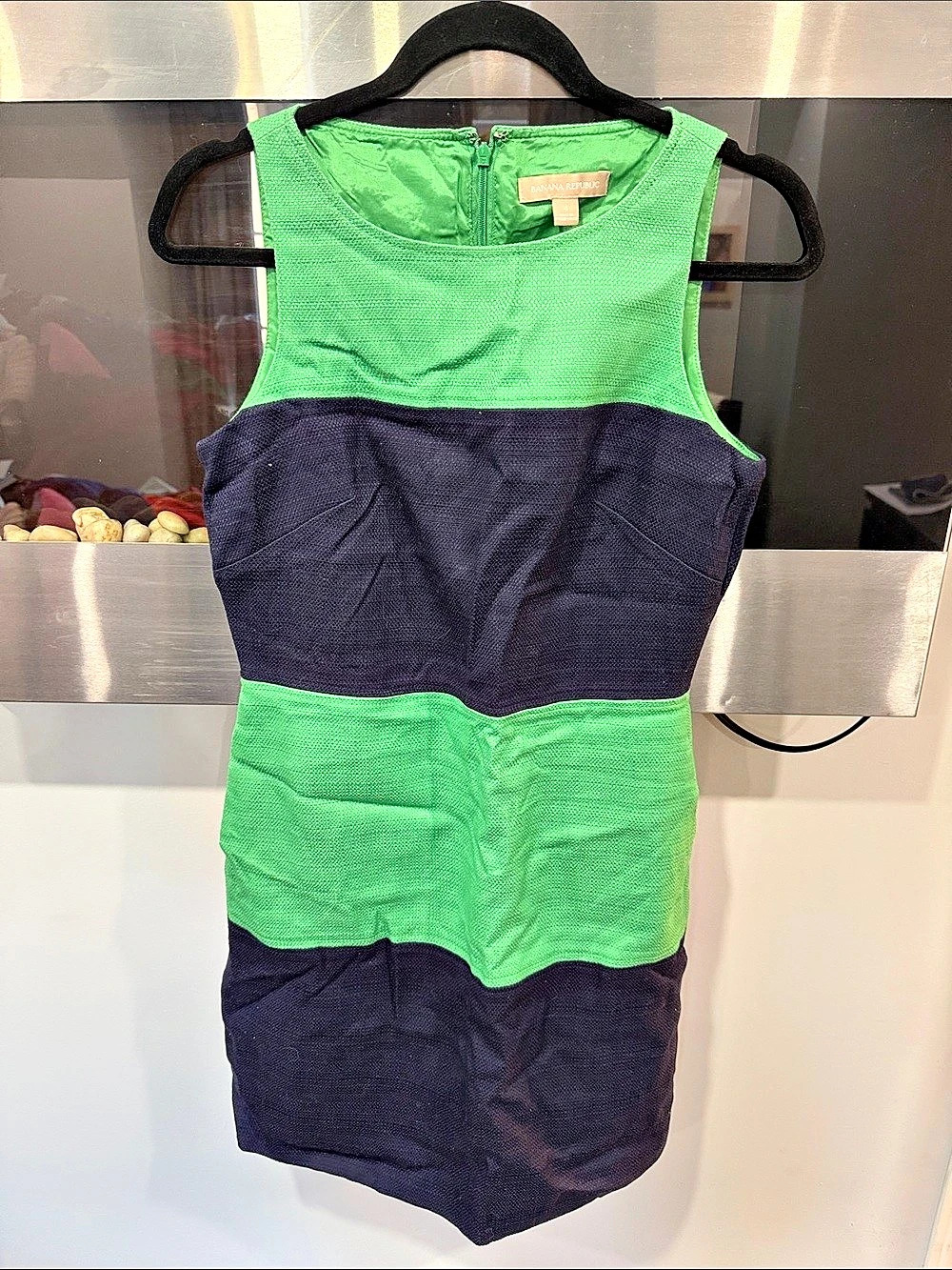 Banana Republic Green and Navy Colorblock Sheath Dress Size 4